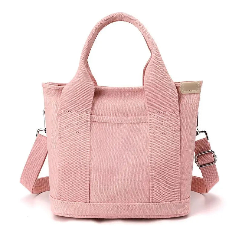 Xierya Women Small Bag with Zipper Fashion Lady Single Shoulder Portable Thickened Canvas Mobile Phone Bucket Tote Bag