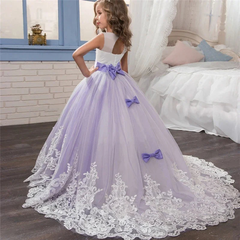 Girls Formal Dress Long Bridesmaid Kids Dress For Girls Teen Children Princess Party Wedding Gown Evening Lace Ceremony Vestidos