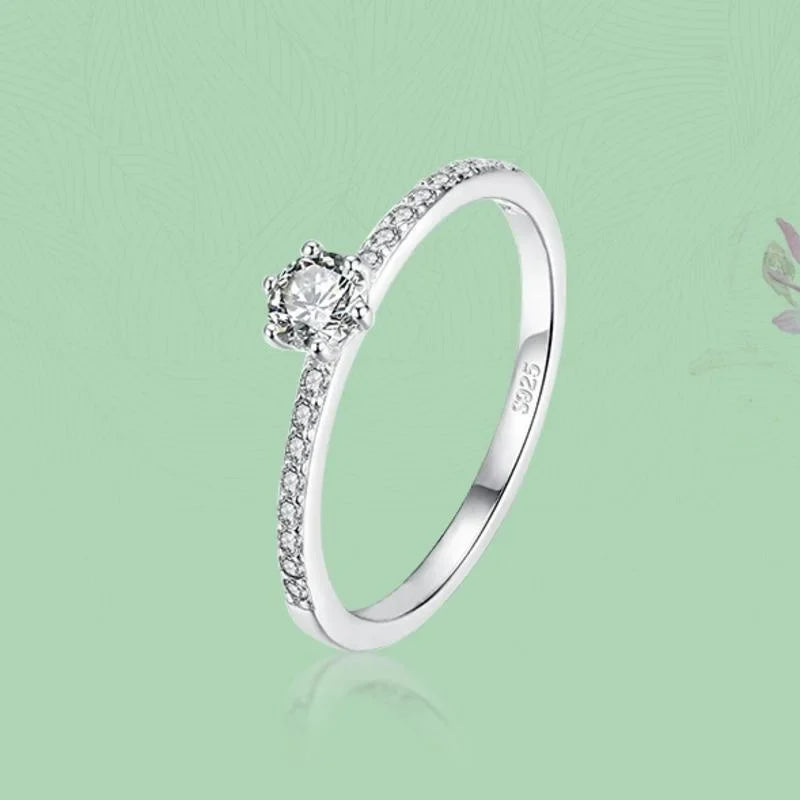 Butterflykiss 4.5mm S925 Sterling Silver  Round Real Moissanite Rings For Women Girls Cassic Wedding Statement Fine Jewelry Gift