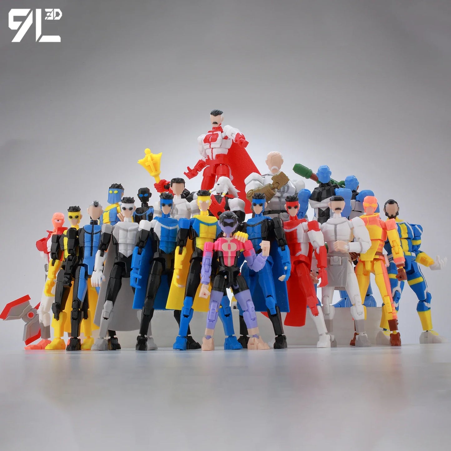 9L3D Lucky13 Invincible IMMORTAL Action Figure Dummy13 BlueYellow Suit T13 Multi-Jointed 3D Printed Collectible Toys Titan13