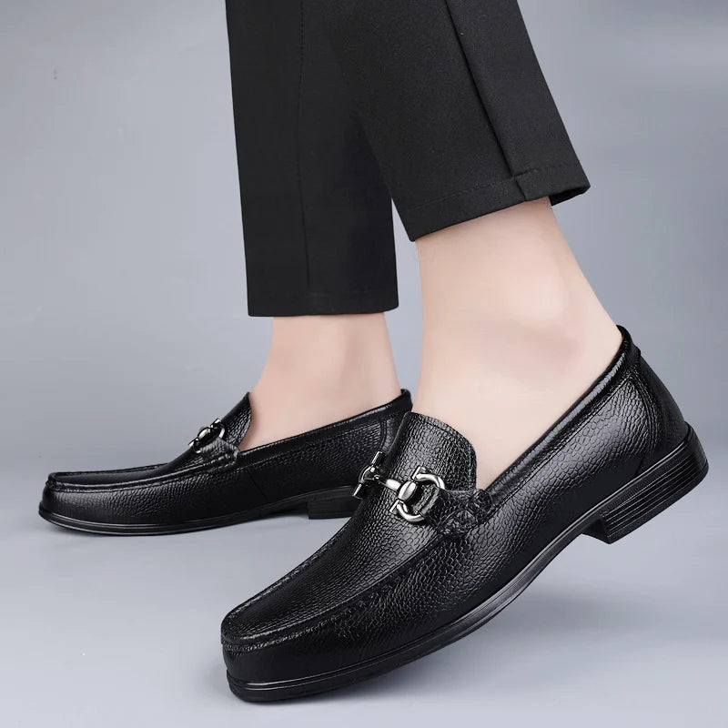 Men Casual Shoes Brand Genuine Leather Mens Loafers Moccasins Breathable Slip on Driving Shoes Cow Leather Business Formal Shoes