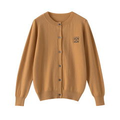 Women O-neck Cardigan Preppy Style Long Sleeve Sweater For Spring