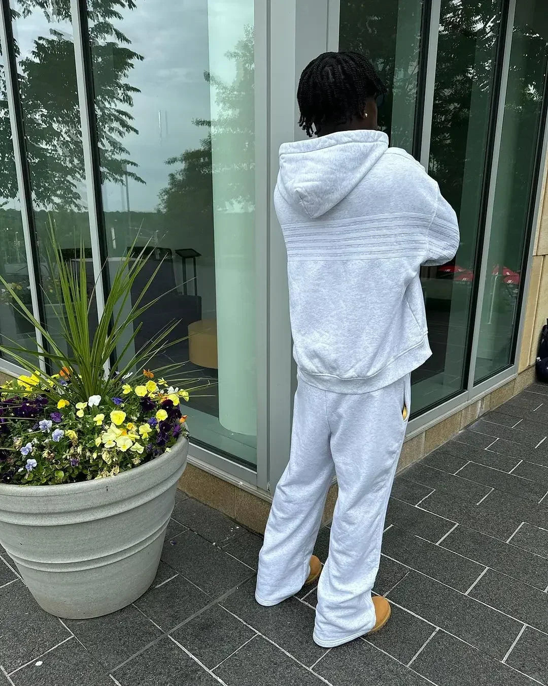 Fashion Retro Stripe Embroidery Zipper Hoodie Sweater Set Men's Two-Piece Set Hip Hood Embroidery Oversized Sweater Men's Set