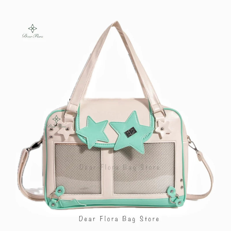 Y2K Trendy Star Ita Bag Lolita Girl Transparent Pocket Fashion Crossbody Bag Women