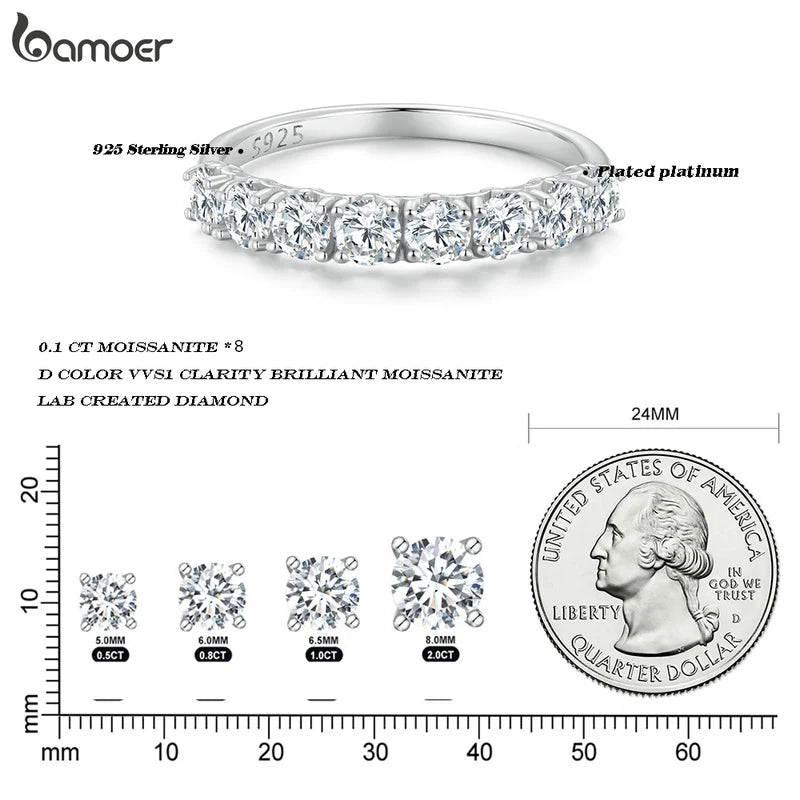 Ring 925 Sterling Silver Eternity Ring Women Engagement Wedding Luxury Band