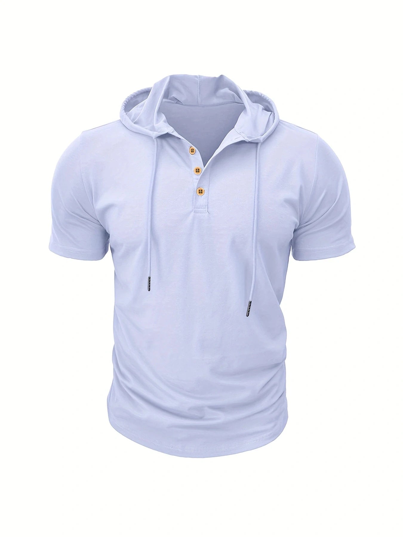 Men's Hooded Short-Sleeved Tees Summer Slim Fitness Quick Dry T-shirt Breathable Sports Tops for Male Bodybuilding