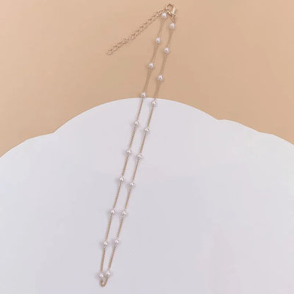 Beads Neck Chain Kpop Pearl Choker Necklace Gold Color Goth Choker