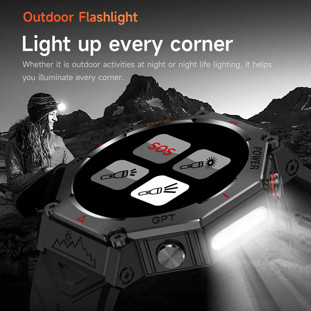 2025 For HUAIWE Military Outdoor GPS Sports Smart Watch Men 1.39" 5ATM Waterproof 530mAh ChatGPT AI Assistant Compass Smartwatch