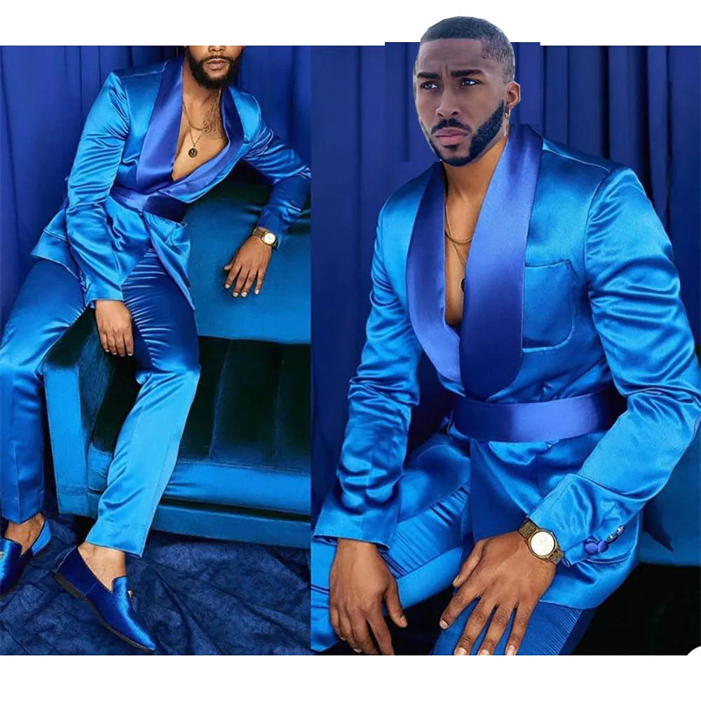 Tuxedo for Mens: Suits For Men Blue Elegant Terno Costume Hombres Slim Fit Wedding