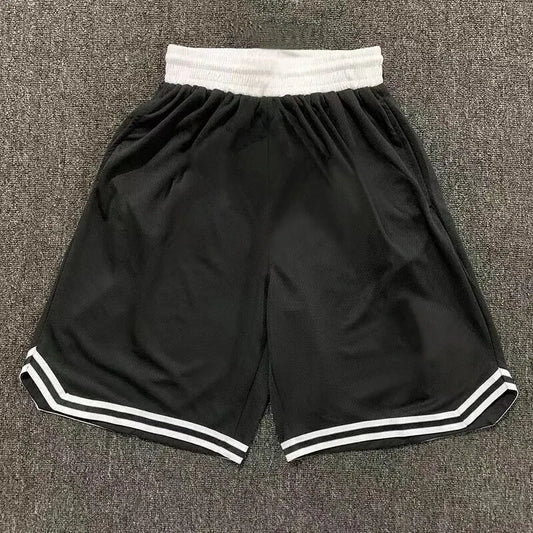 Men's Casual Shorts Black White Stitching 7 Printed Basketball Pants Fitness Sports