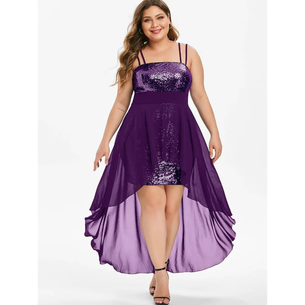 Formal attire Dresses: Plus Size Women Clothing Sequin High Split Corset Dresses