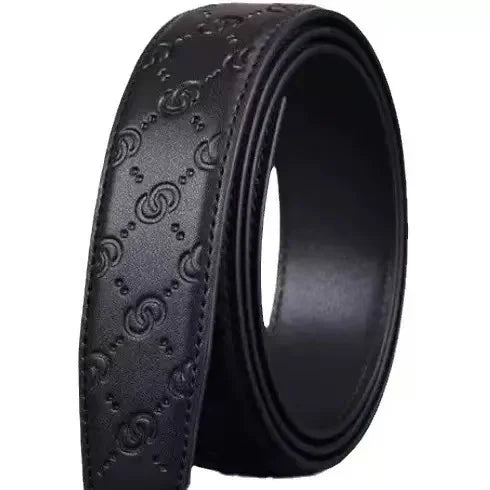 Cross-Border Men's Automatic Buckle Checkered Top Layer Cowhide Belt Business Casual Versatile Letter Waist Belt Wholesale