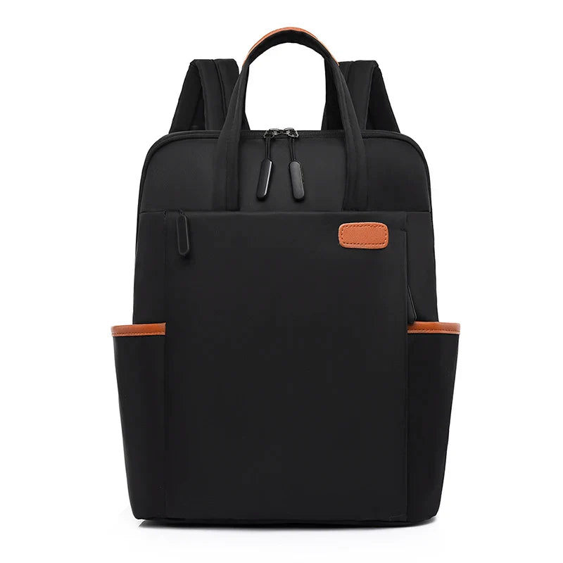 Laptop backpack with multiple pockets, adjustable shoulder straps, zipper closure, multi-purpose, school backpack