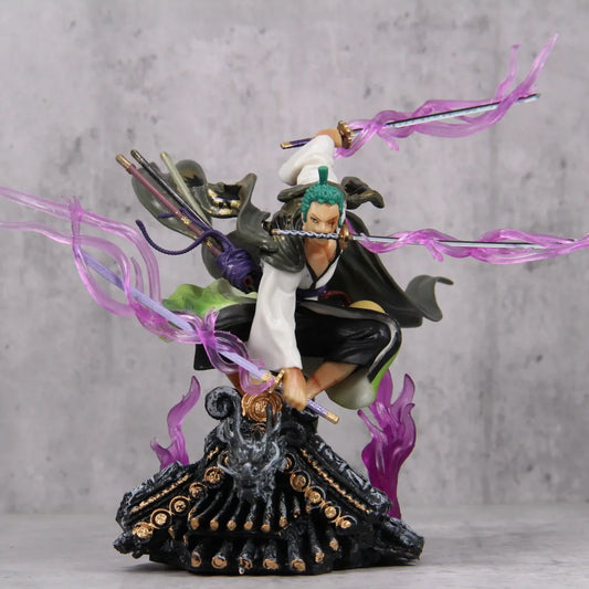 22CM Anime One Piece Action Figure Roof Sauron Three Knife Flow Zoro with Box PVC Collection Statue Model Figurine Toys Boy