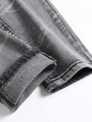 Men‘s Stretchy Denim Jeans Streetwear Tearing Patchwork Holes Ripped Denim