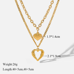 316L Stainless Steel Pearl Heart Pendant Necklace For Women Gold Color