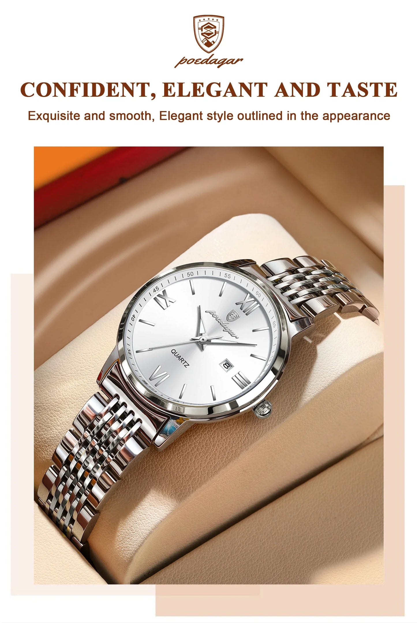 POEDAGAR Original Fashion Watch For Woman Waterproof Luminous Date Ladies Watch Stainless Steel Quartz Business Women's Watches