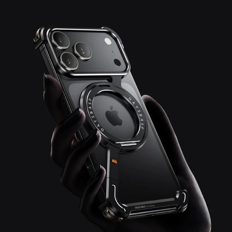 Phone Case for iPhone 17 Pro/Pro Max/17/Air with 360° Rotatable Stand Metal Frameless Magsafe Protective Shockproof