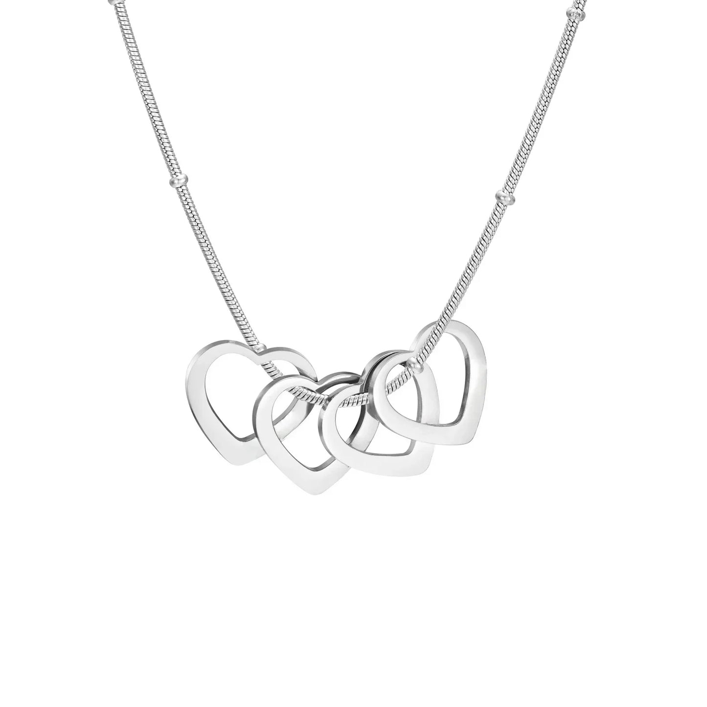 Amaxer Personalized Family Name Necklace With 1-4 Hearts for Mother Custom Mother's Day and Valentine's Day Gift