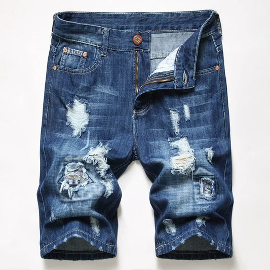 2024 New Men's Stretchy Short Jeans Fashion Casual Slim Fit High Quality Elastic Denim Shorts Male Brand Summer Clothes