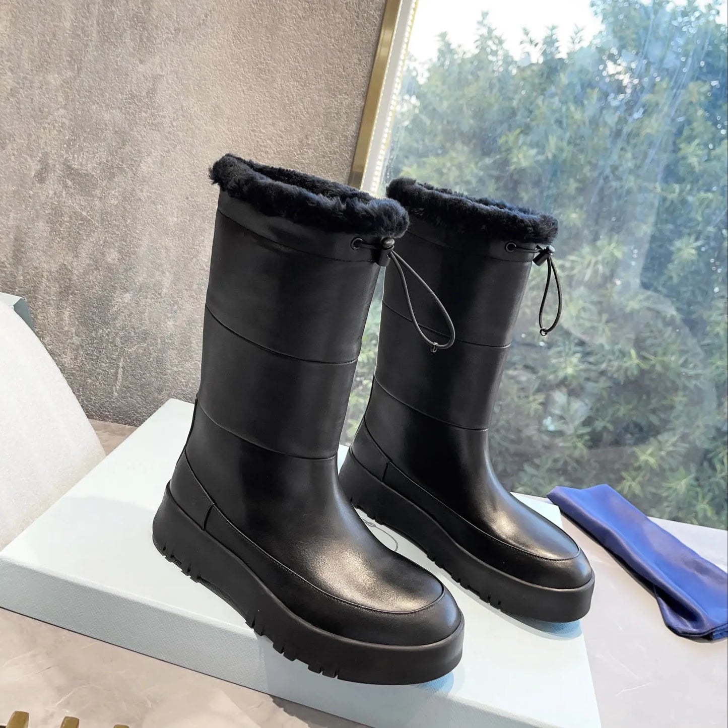 Mid-Calf Boots Ladies Brand Designer Winter Genuine Leather Warm Shoes for Women