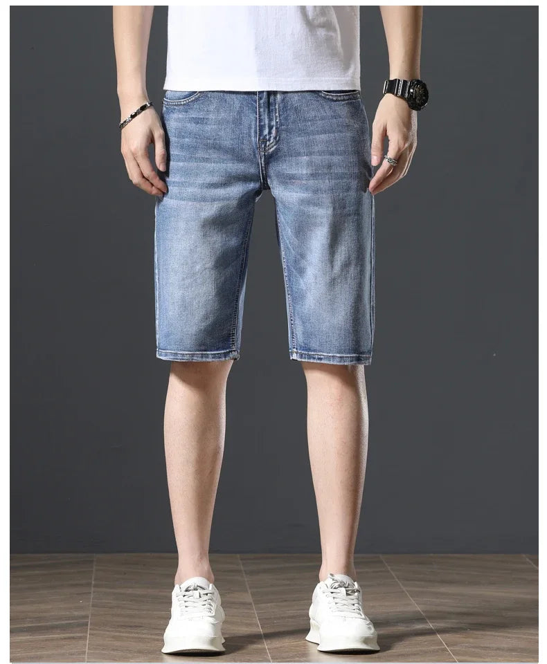 2025 New Summer Brand Stretch Thin Bermuda Masculina Cotton Denim Jeans Men Knee Length Soft Ropa Hombre Shorts