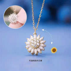 Retro Charm Sunflower Smart Necklace Women's Fashion Rotating Sunflower Small Fresh