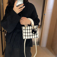 Mini Small Square Bag Classic Plaid Women Bags Woolen Brand Luxury Handbag