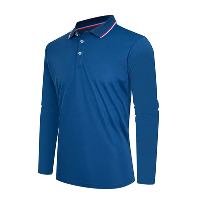 2025 Men's Summer Long Sleeve Lapel Polo Casual Breathable Comfortable Polo Shirt Solid High Quality Male T-Shirt Dropshipping