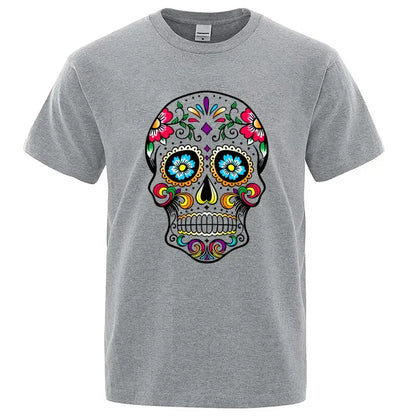 Men's T-shirt High Quality 100% Cotton Street Style Loose Cool Skull Printed Summer Men t shirt Casual Short Sleeve For Men