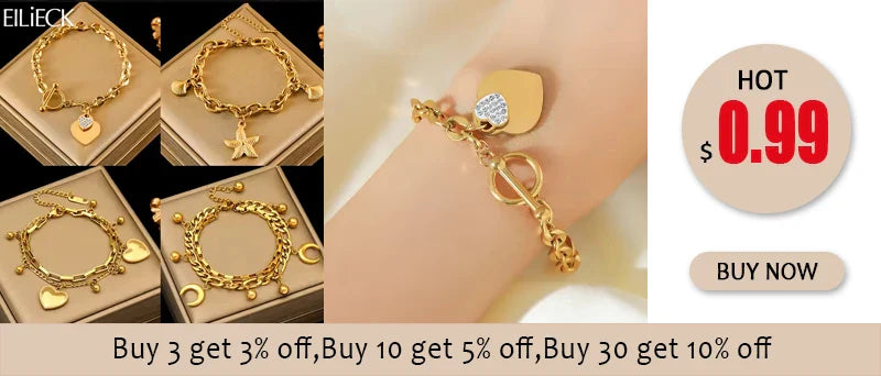 EILIECK 316L Stainless Steel Metal Chain Necklace For Women Fashion 18K Gold Plated Neck Chain Waterproof Jewelry Lady Gift