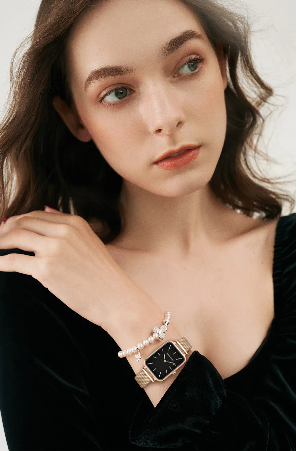 Square Women Stainless Steel Mesh Strap Watch Fashion Japanese Movement Rose Gold Simple Leisure Fashion Hannah Martin Watches