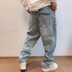 Korean Hip Hop Ripped Baggy Jeans Men Clothing Japanese Streetwear