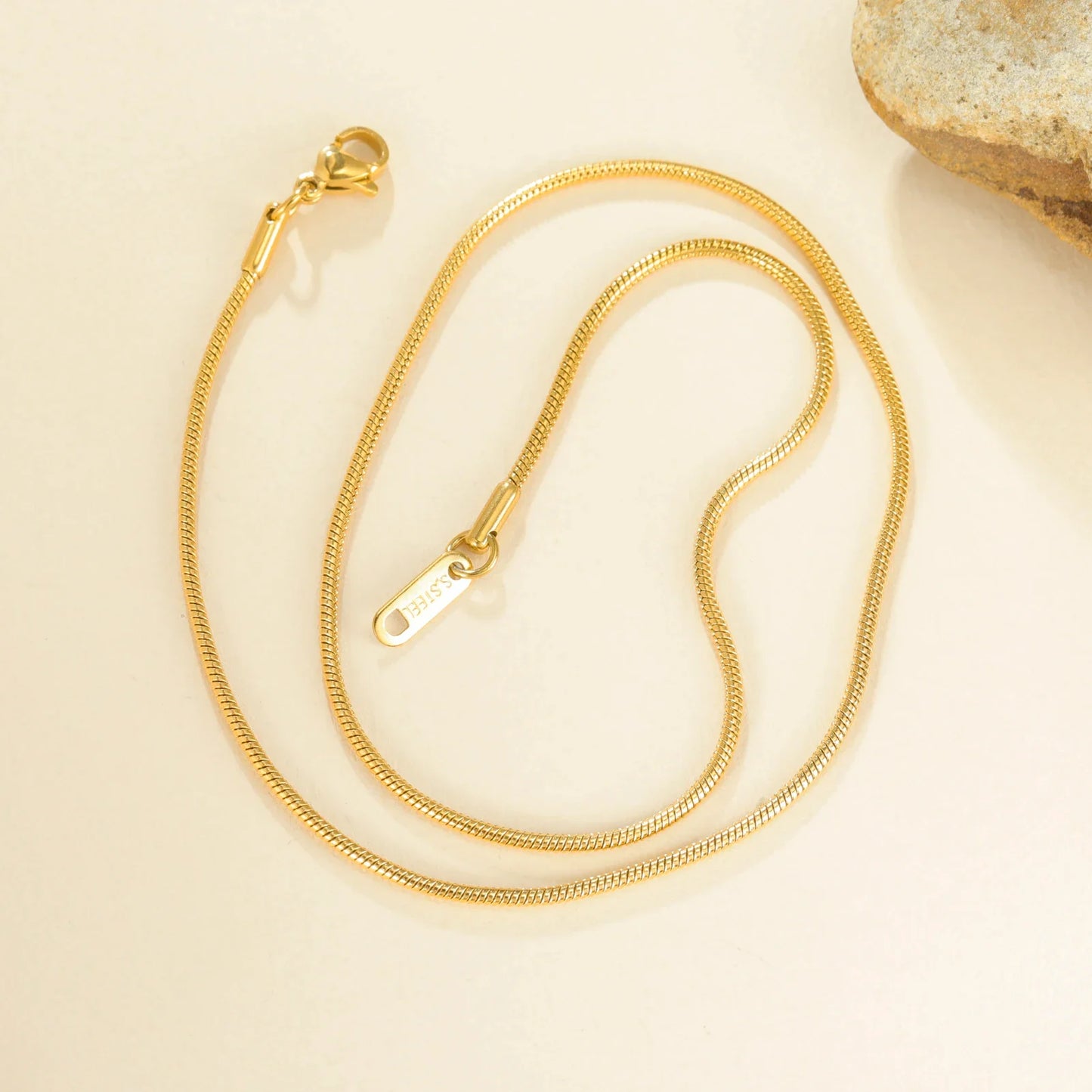 Skyrim Stainless Steel Gold Color Round Snake Chain Necklace Women Men Long Neck Chains Trendy Punk Jewelry Gift Wholesale