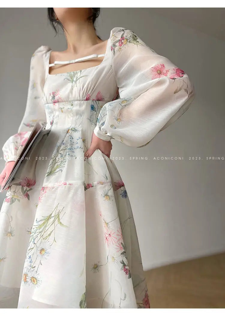 Formal attire Dresses: Women's Dress French Elegant Flower Chiffon Party Evening Dress