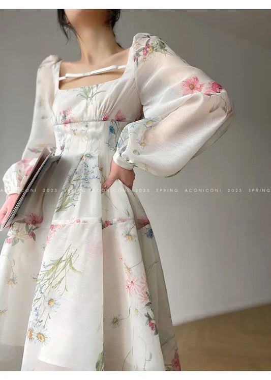Formal attire Dresses: Women's Dress French Elegant Flower Chiffon Party Evening Dress