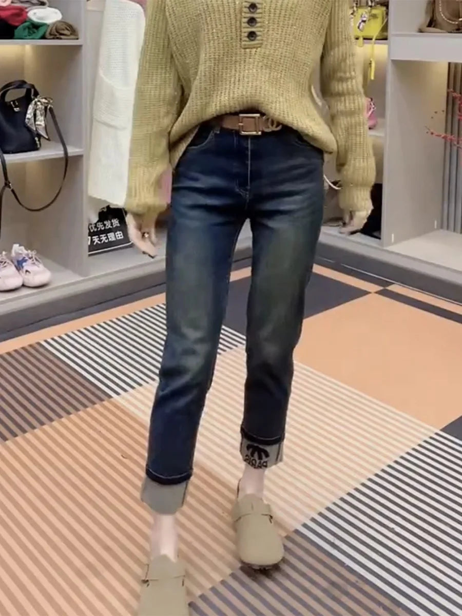 Y2k Women's Jeans Straight Leg Female Denim Pants