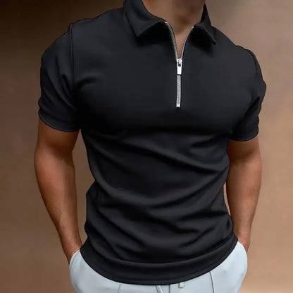 Business Men's Golf Polo Zipper Collar Short Sleeve Polo Shirt Outdoor Casual Daily Street Wear Summer Micro Elastic Polyester