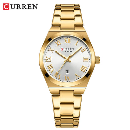 CURREN Women Watches Fashion Gold Stainless Stain Steel Ladies Watch Waterproof Quarzt Wristwatch Romatic Girlfriend Gift