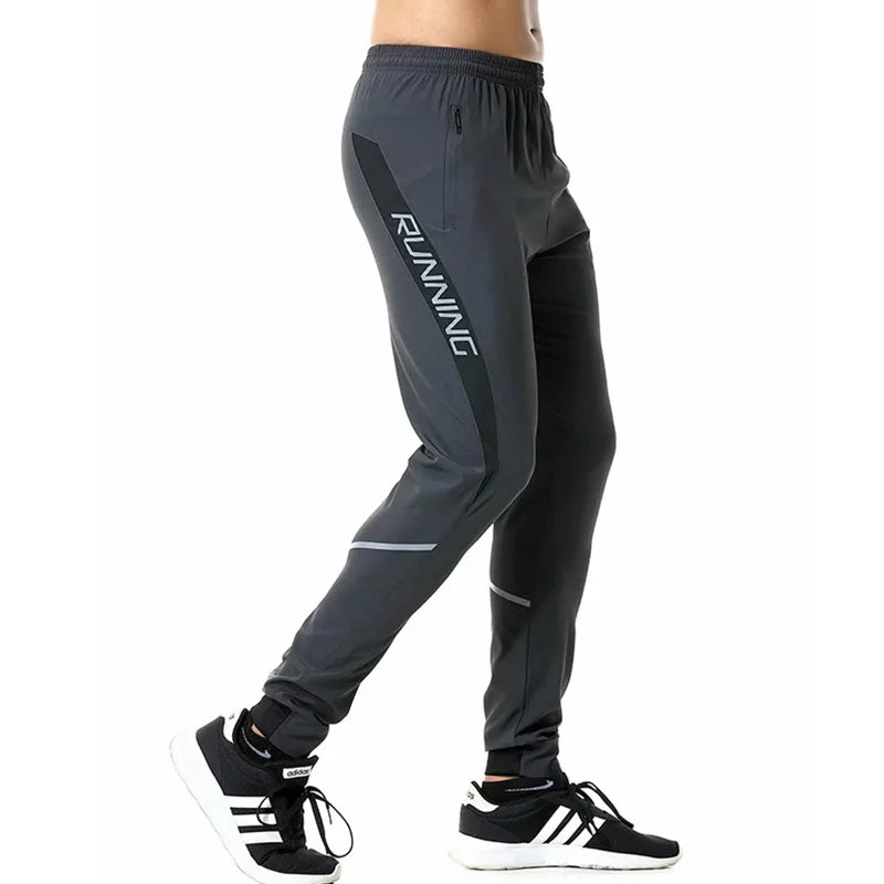 Men Running Pants zipper Reflective Football Soccer Sporting pant Training sport Pants