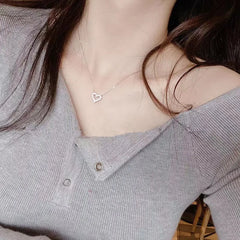 Korean Fashion Necklace for Women Heart Shaped Zircon Necklace Pendant