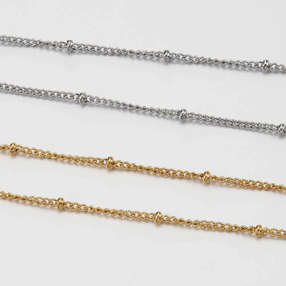 10pcs 5pcs Stainless Steel Bead Chain Necklace Chains for DIY Jewelry Making Findings 45cm+5cm Chain with Lobster Clasps No Fade
