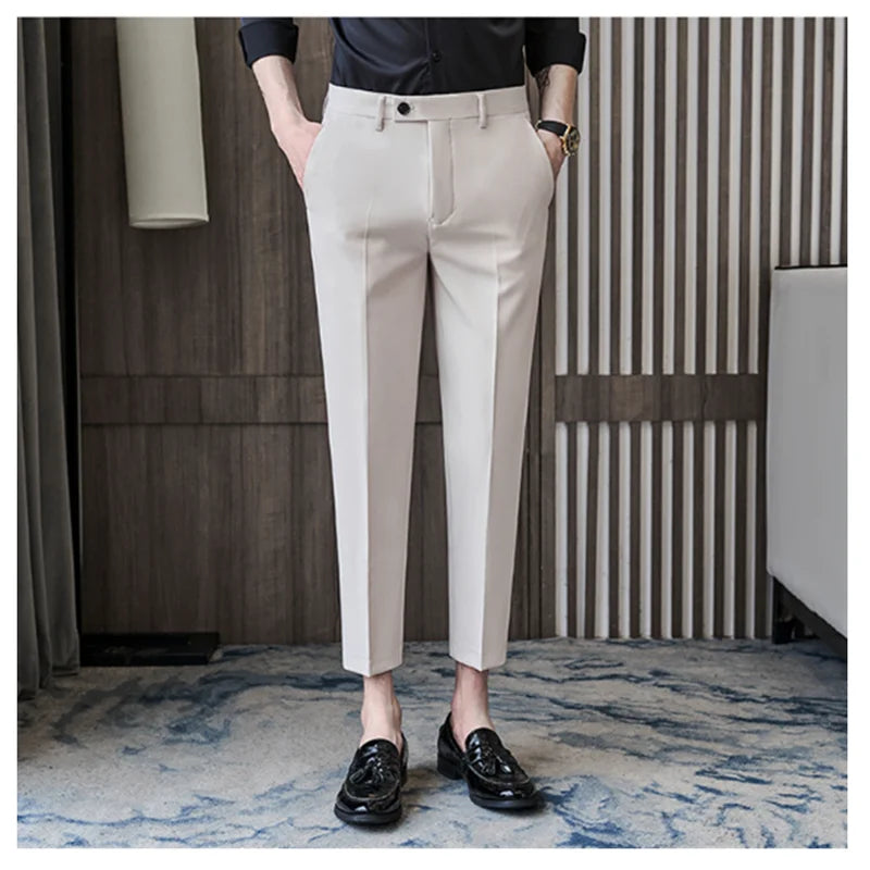 Leisure Pants Men's Business Crop Drop Long Pants Korean Version Slim Fit