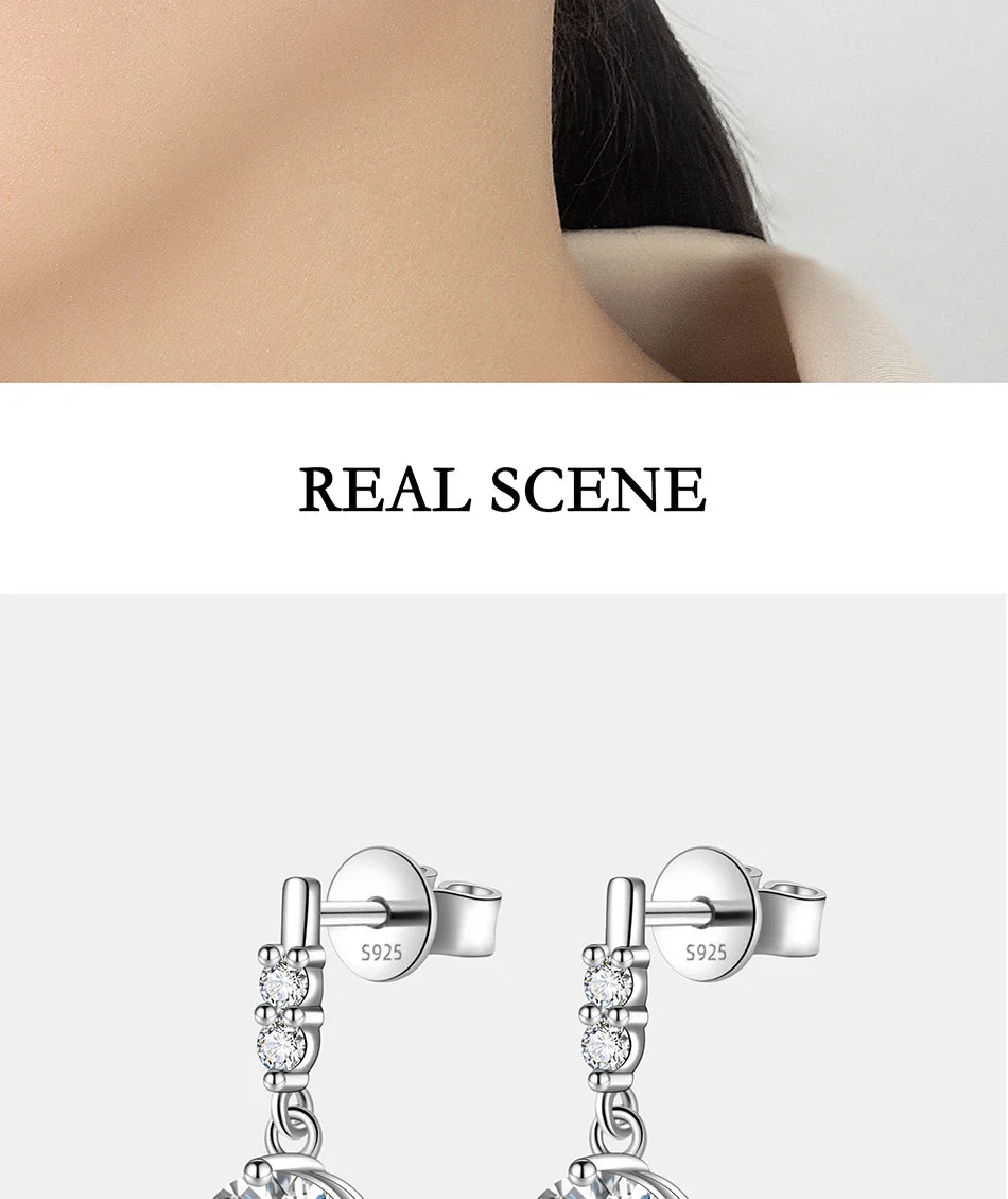 PERFA﻿NY 0.5/1CT Moissanite Drop Earring Women S925 Pure Silver Four Claw Laboratory Diamond Fashion Luxury Wedding Jewelry