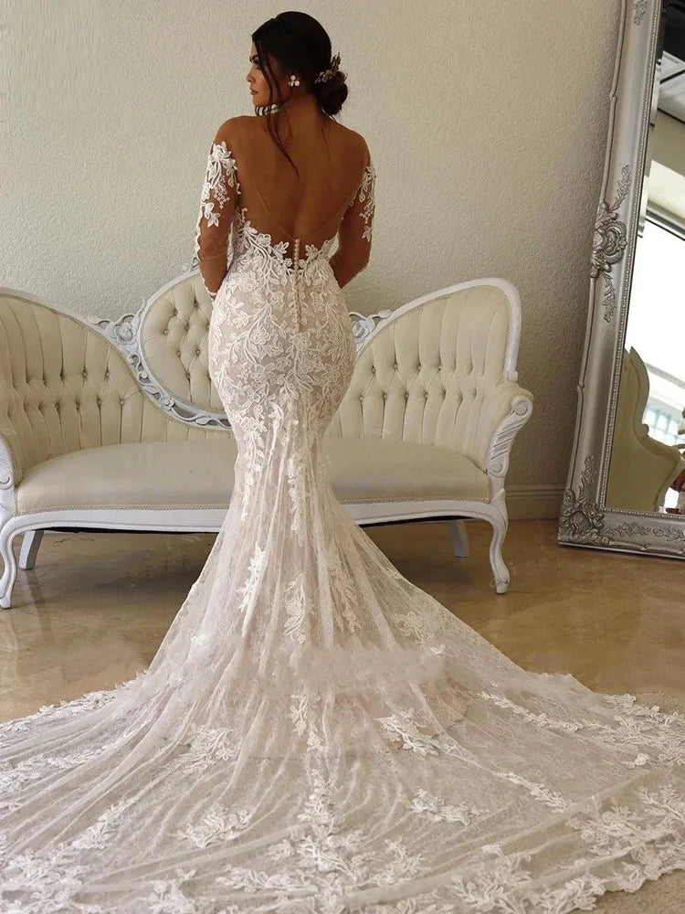 White Bridesmaid Dresses: Wedding Dresses For Women Long Sleeves Bridal Gowns