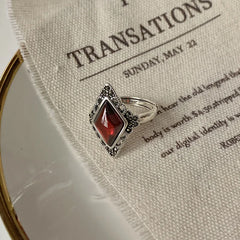 Red Garnet Stone Thai Silver Ladies Rings Wholesale Jewelry For Women Christmas Gifts