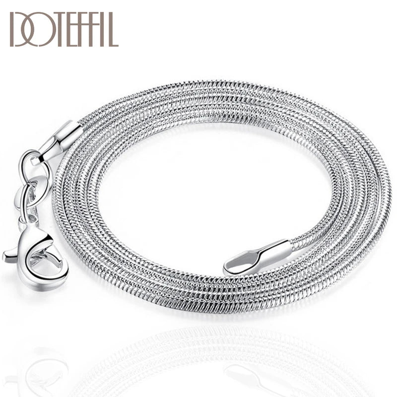 DOTEFFIL 925 Sterling Silver 5/10pcs/Lot 16/18/20/22/24/26/28/30 Inch 1.2mm Snake Chain Necklace For Woman Man Fashion Jewelry