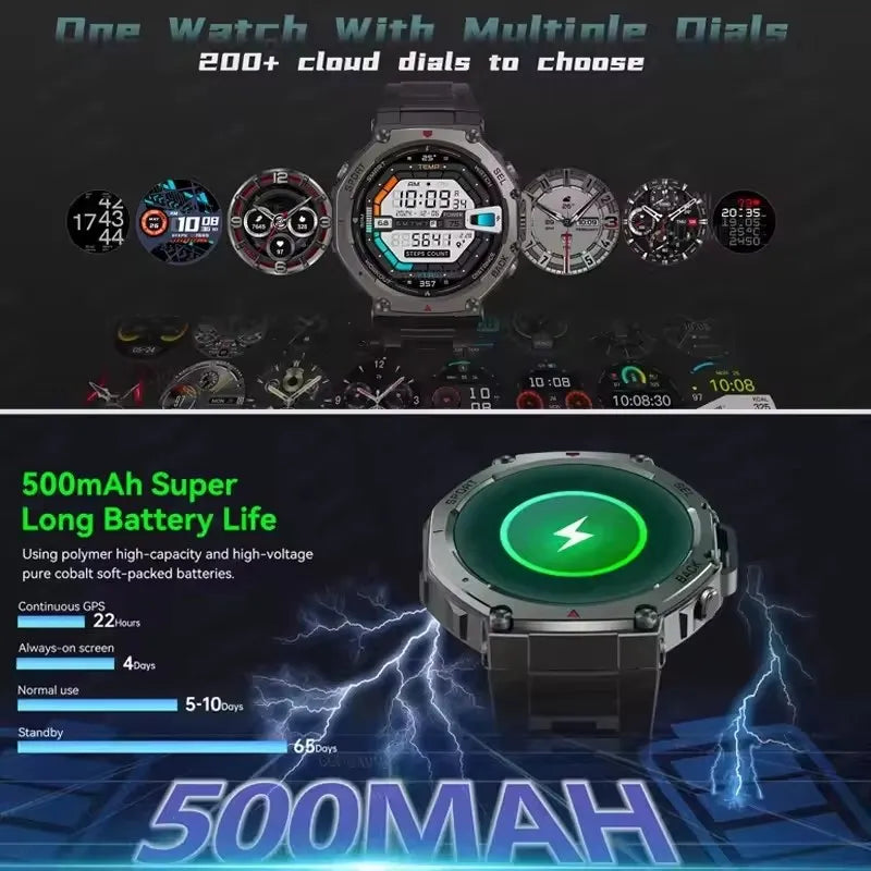 T-Rex 3 Ultra GPS Smart Watch 5 ATM Waterproof Built-in Dual-band GNSS Compass Military 170+ Sport Smartwatch Men 2025 New Watch
