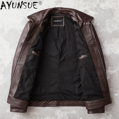 Men's Real Cowhide jackets Genuine Leather Jacket Men Clothing