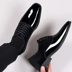 Classic PU Patent Leather Shoes for Men Casual Business Shoes Lace Up